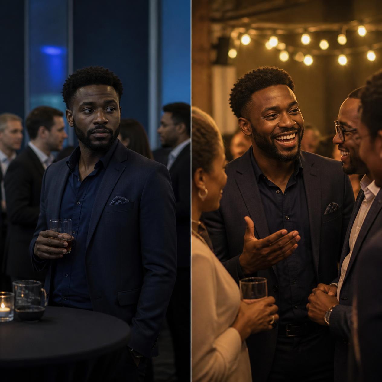 A man grows more comfortable speaking socially